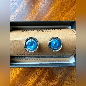 Camera Lens Brand New Blue/Black Stud Earrings